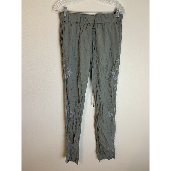 Sundance Pants Womens Size M Gray Boho Hippie 70s Embroidered Straight Leg - Picture 1 of 4